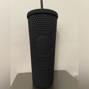 Starbucks Black Matte Diamond Studded Tumbler Cold Drink Cup 24oz Gift Authentic